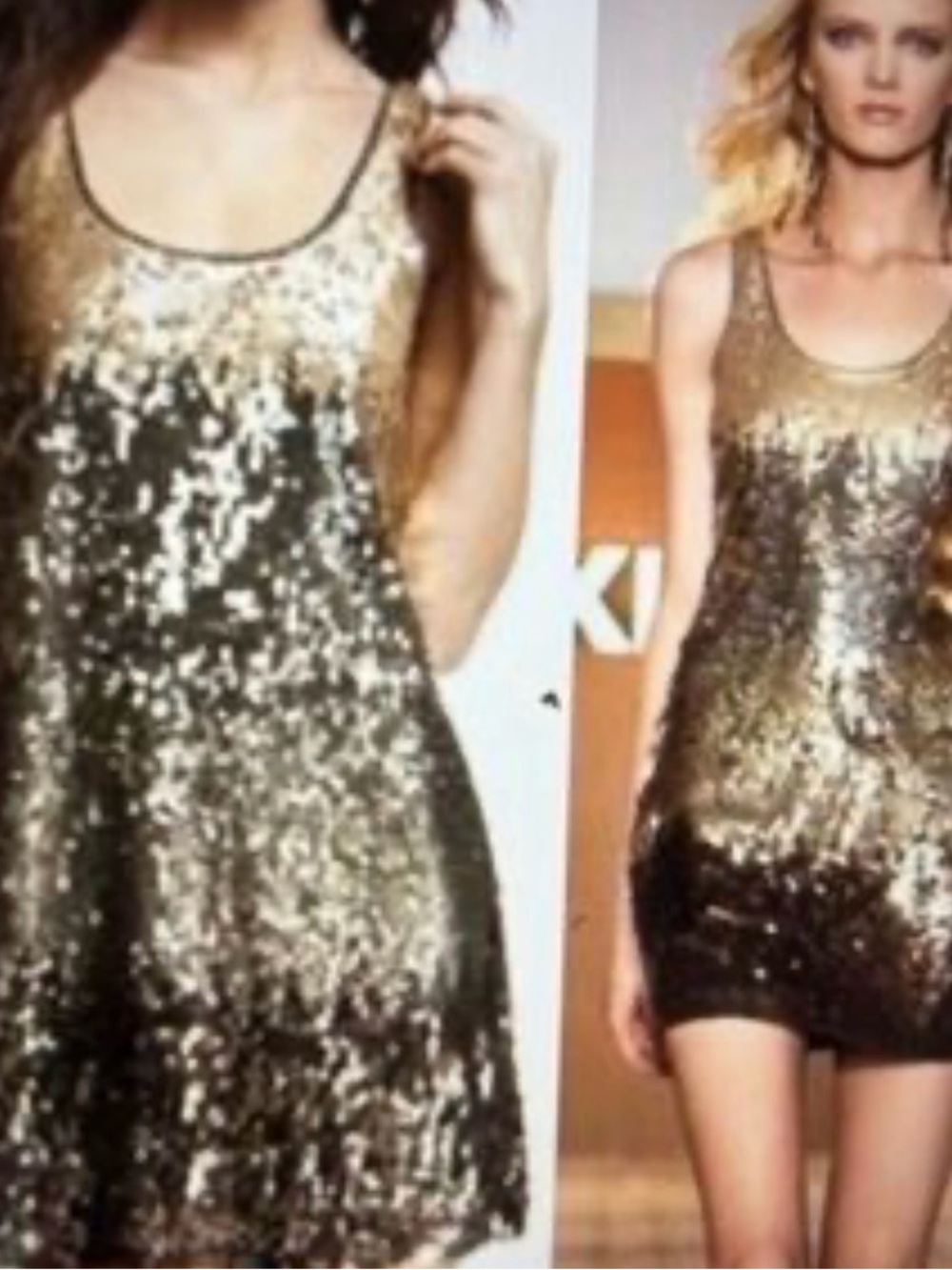 Express Gold Sequin Sleeveless Party Dress